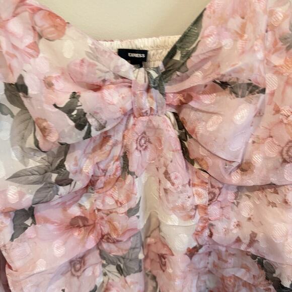 EXPRESS Floral Dot Sweetheart Neckline Thong BODYSUIT Size Medium 1877 - Picture 5 of 7